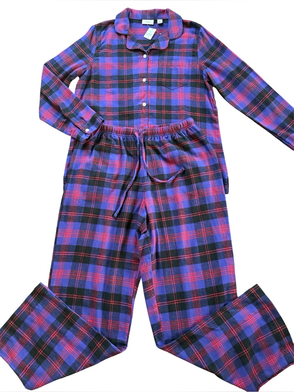 L.L.BEAN Scotch Plaid Flannel Pajamas NWT Size Medium - Picture 2 of 13